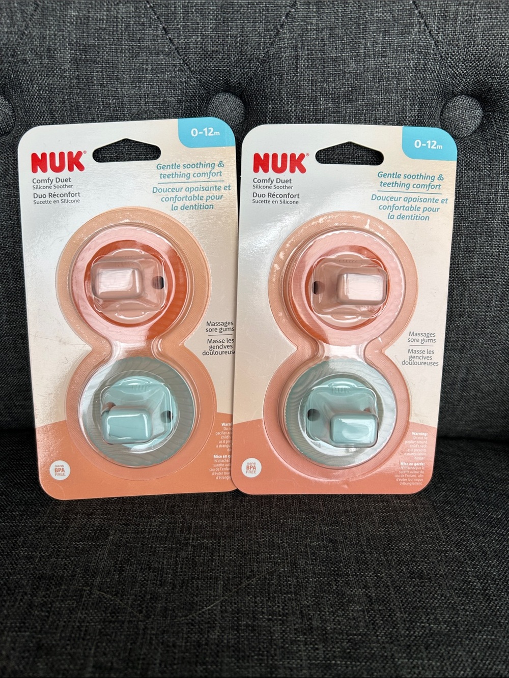 NEW 🆕 FOUR NUK Comfy Duet Silicone Pacifiers - (0-12m)